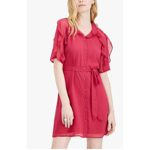 NWT Maison Jules | Ruffle Trimmed Shirtdress | Pink Size US Small